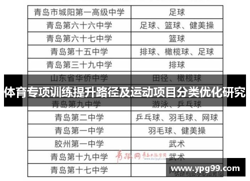 体育专项训练提升路径及运动项目分类优化研究